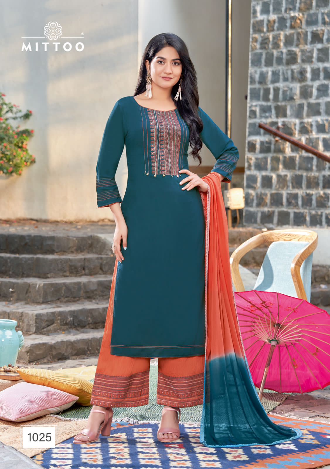 Mittoo Saara Vol 3 Emrboidery Kurti Pant With Dupatta Collection
